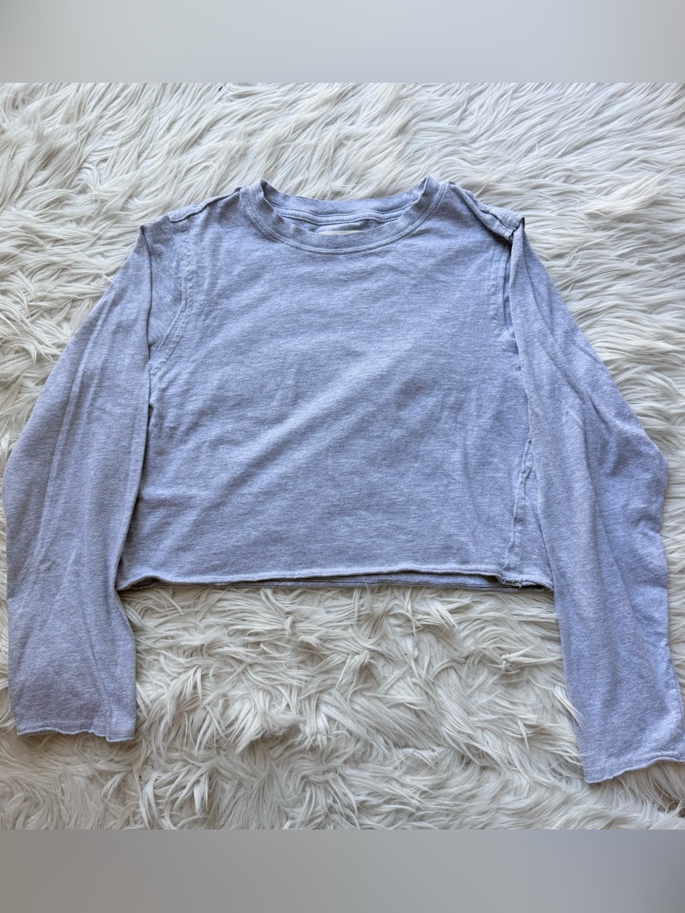 Free People We The Free Heather Gray Cropped Long Sleeve Tee XS